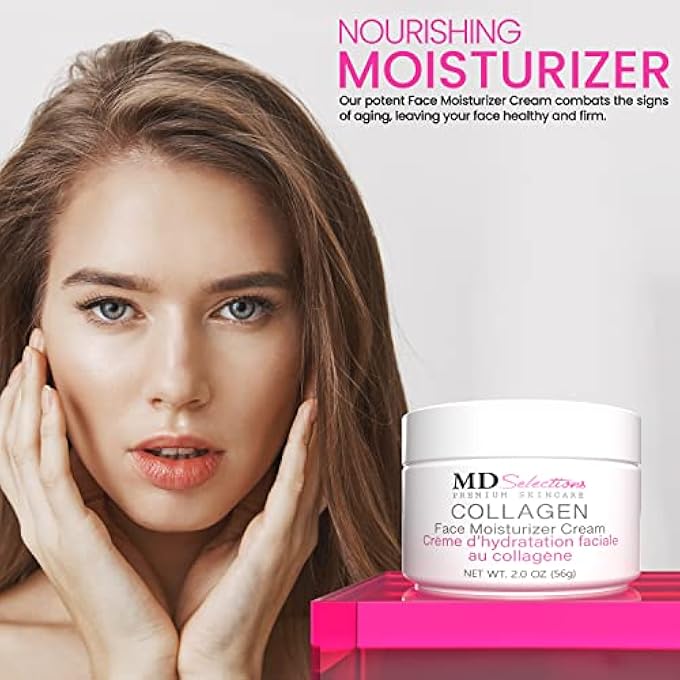 MD Selections COLLAGEN FACE MOISTURIZER PEPTIDE - ANTI-WRINKLE FACIAL MOISTURIZER FOR FACE - NIACINAMIDE, DEEPLY HYDRATING PEPTIDE COMPLEX CREAM, FACIAL SKIN CARE PRODUCTS FOR DRY - 2OZ (PACK OF 2) - Image 4